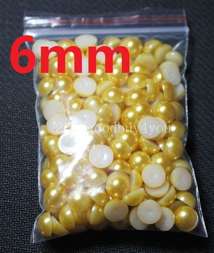 6MM colore giallo mezzo tondo perle perline Flatback Scrapbooking abbellimento accessorio indumenti