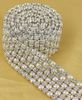 P6 1 Yard 6 Rows Diamond A Rhinestone en Pearl Bruiloft Cake Banding Trim Ribbon Deco