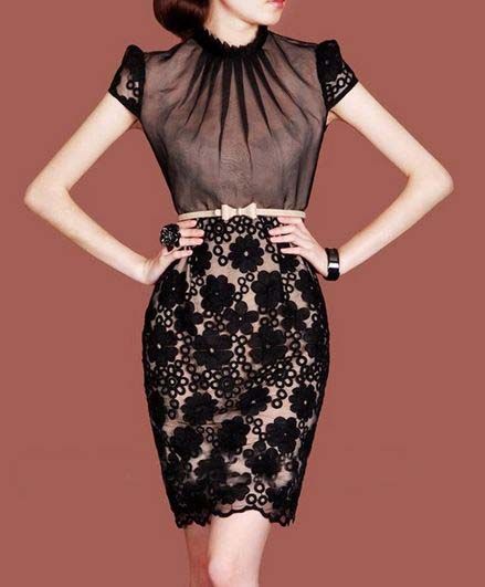 black lace dress with red lining