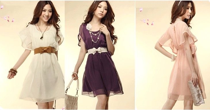 Hot Sale Summer One Piece Dress Cotta O Neck Chiffon Purity ...