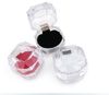 100st Organiska glasringar Box Transparent Crystal Rings Earrings Jewelry Box Dust Plug Packaging Box