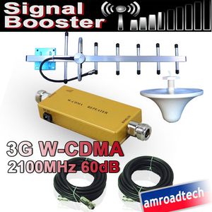 High Gain! 3G W-CDMA 2100 МГц мобильный телефон усилитель сигнала / усилитель / репитер 60dB + Яги + Omni + Набор кабелей на Распродаже