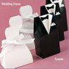 Stock 2021 Moda Whiteblack Flower Bride Groom Tuxedo Wedding Candy Favor Box Box Prezenty 100 / Lot