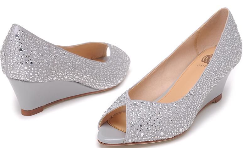 silver wedge dress shoes wide width