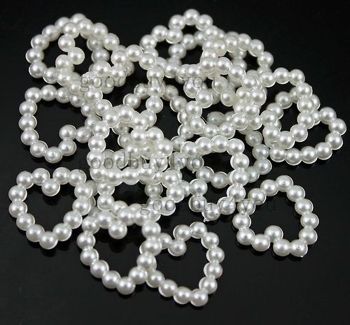

200pcs White Pearl Bead Shaped Heart For Wedding Cardmaking Craft 11mm