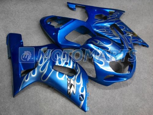 GSXR 600 750 K1 2001 2002 2003 GSXR600 GSXR750 01 02 03 R600 R750のブルーシルバーボディワークフェアリング