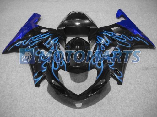 Fiamma blu in kit carenatura nera GSXR 600 750 K1 2001 2002 2003 GSXR600 GSXR750 01 02 03 GSX-R600