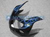 Blue Flame in Black Fairing Kit لـ GSXR 600 750 K1 2001 2002 2003 GSXR600 GSXR750 01 02 03 GSX-R600