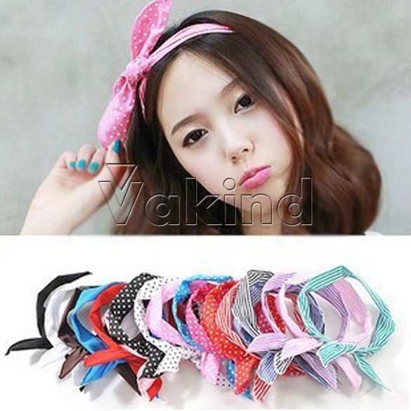 Hot Sale Rabbit Ear Ribbon Chiffon Headband Hair Scarf Tie Big