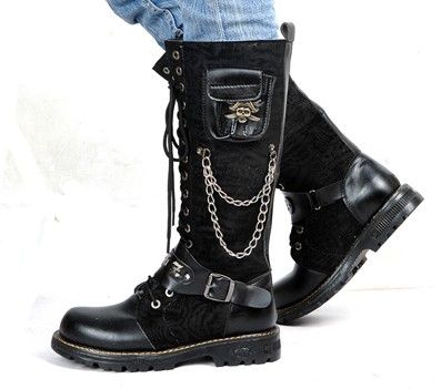 men's knee high boots lace up