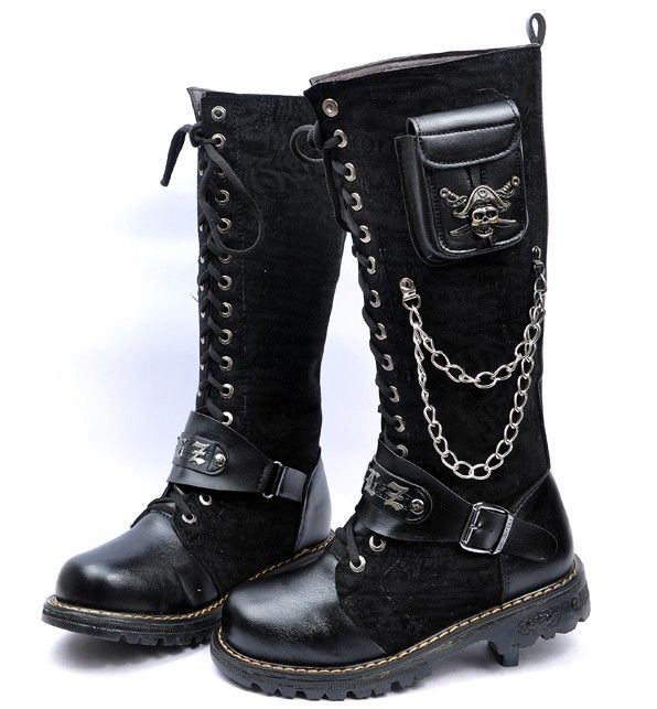 men's knee high boots lace up