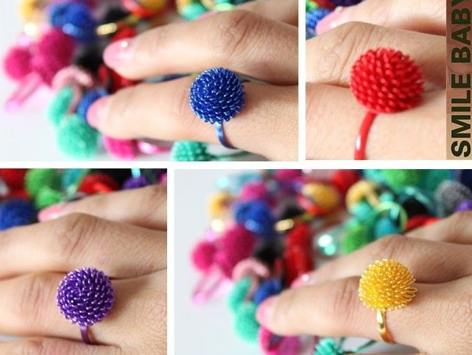 Lowest price Mixed colors freedom to adjust the size colorful dandelion flower ring 100pcs/lot