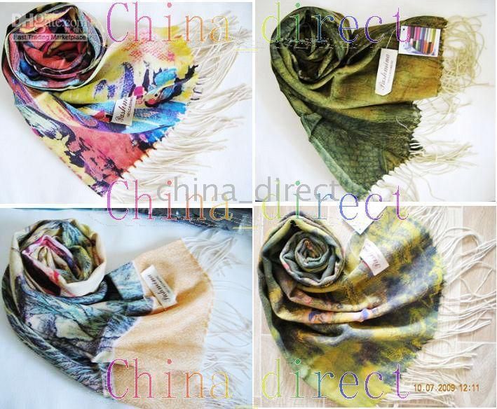 Caxemira lindo Cachecóis pashmina ponchos cachecol xale wraps wrap 12 pc / lote # 2070