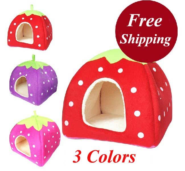 2021 Soft Strawberry Pet Dog/Cat Bed House Kennel Doggy ...