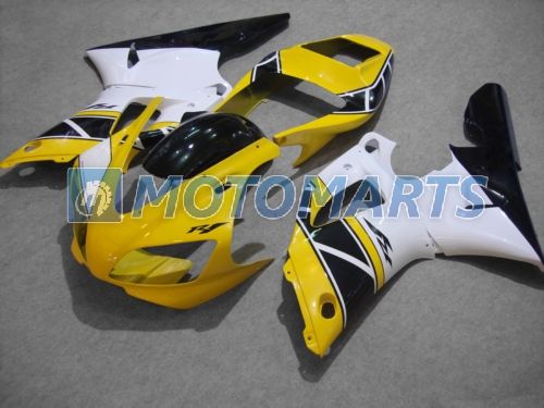 Anpassad gul vit motorcykelkit för Yamaha YZF R1 1998 1999 YZFR1 98 99 YZF-R1 98-99 YZF1000 FAIRINGS DELS