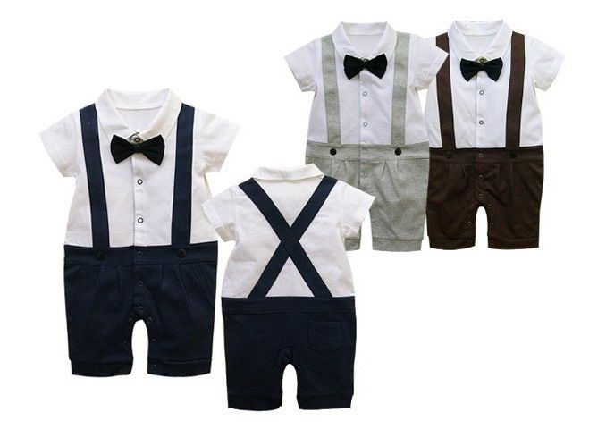 New Style Infant Baby Boys Gentleman Modeling One Piece Romper Children ...