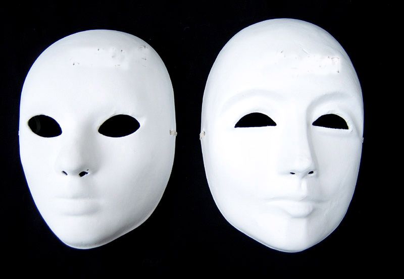 Paper Mache Thicken Blank White Masks To Decorate Full Face Green