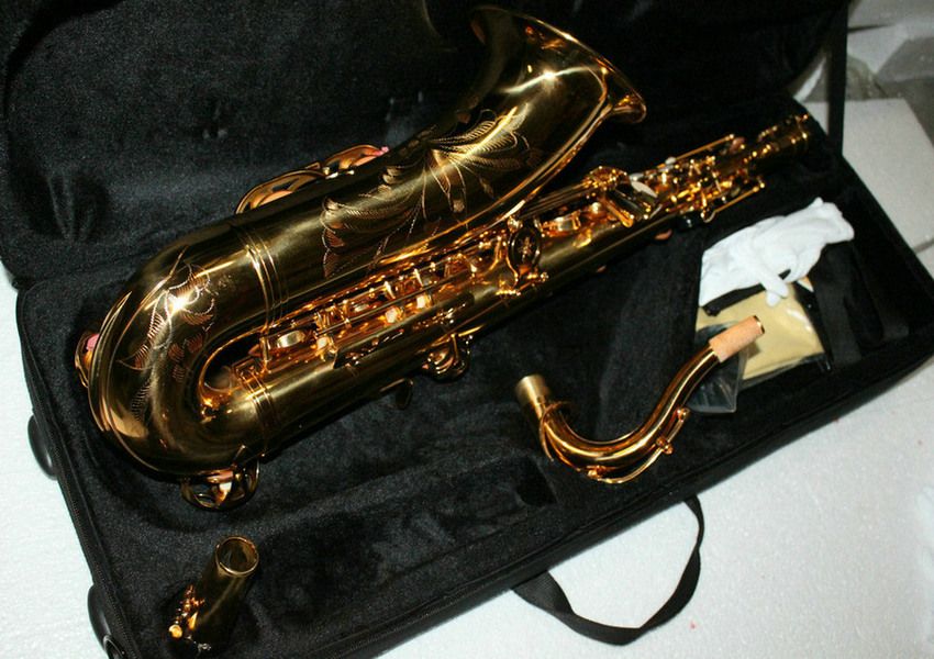 Partihandel-Ny bästa märke Golden Lacquer Tenor Saxofon Gratis frakt