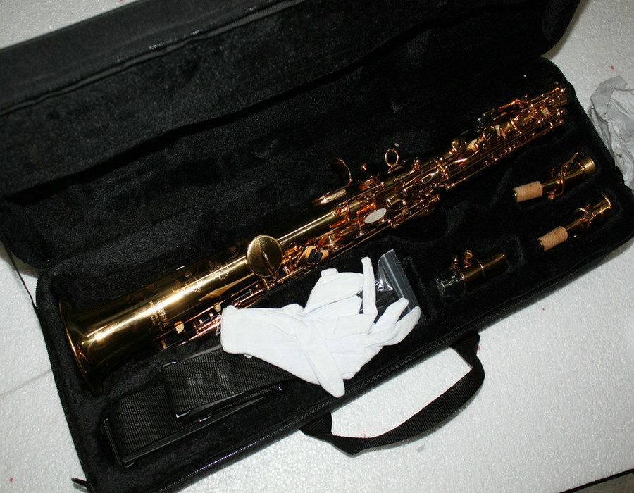 high quality straigh golden soprano saxophone with hardcase