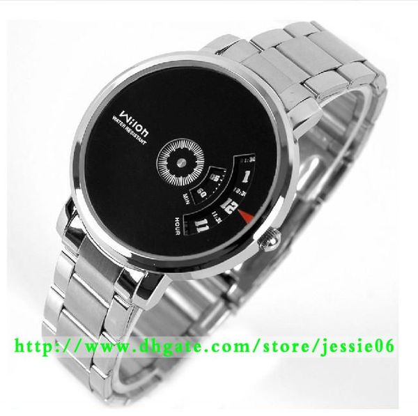 

Wilon Turntable watch мужские женские часы из нержавеющей стали скелет указатель мода квар
