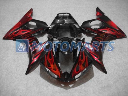 Red Flame in Black Body Fairing Kit для Yamaha YZF R6 2003 2004 2005 YZF-R6 03 04 05 YZFR6 600 03-05