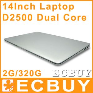 Wholesale 14 inch Dual Core laptop tablet pc 2G DDR3 320G Win7 win 7 Air Book D2500 Notebook Computer PC ultrabook cheap laptops