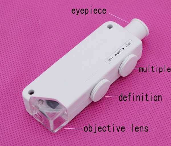 Mikroskop 10081-1A 160x 200x 160-200 Mini Microscope Magnifier LED Pocket Justabl Zoom Loupe förstoring för smycken