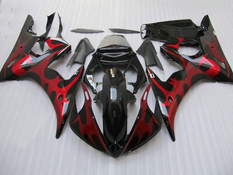 Red flame ABS fairing kit for Yamaha YZF R6 2003 2004 2005 YZFR6 03 04 05 YZF-R6 free windscreen