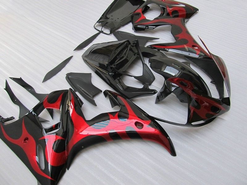 Red flame ABS fairing kit for Yamaha YZF R6 2003 2004 2005 YZFR6 03 04 05 YZF-R6 free windscreen