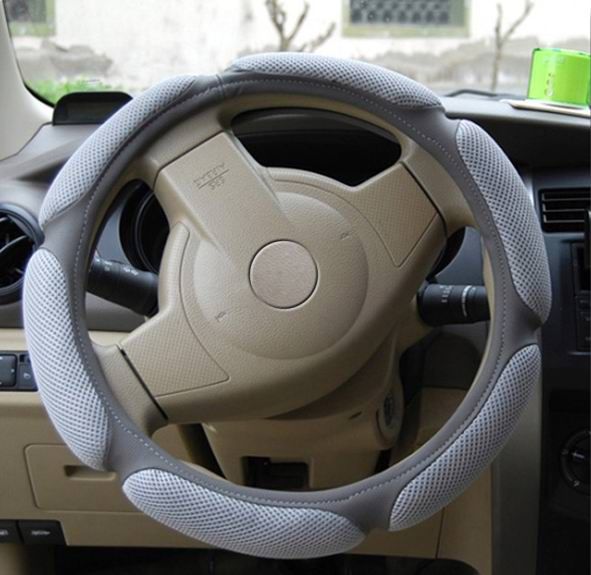 Pongee/Sandwich Car Steering Wheel Cover 38cm Tan Steering Wheel Cover