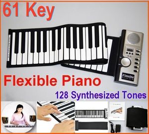 Digital 61 Key Piano - Bärbar Flexibel Piano Roll Up 128 Olika Synthesizer med Soft Keys Extern högtalare Elektronisk Piano