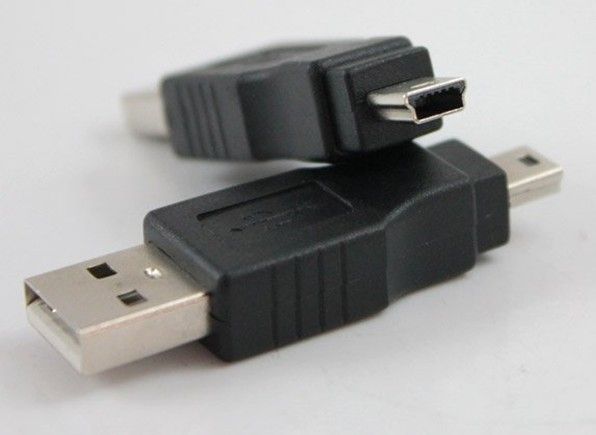 Gratis Shipping USB A till Mini B Adapter Converter 5-polig Datakabel Man / M MP3 PDA DC Svart / 