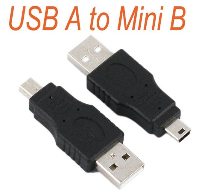 Gratis Shipping USB A naar Mini B Adapter Converter 5-Pin Data Kabel Mannelijk / M MP3 PDA DC Black / 