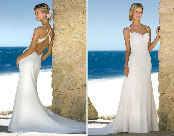 Best Selling Sexy Spaghetti Slim Backless Sheath Wedding Dress Chiffon