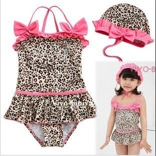 2019 Children Sexy Leopard Print Swimwear Pink Bow Baby ...