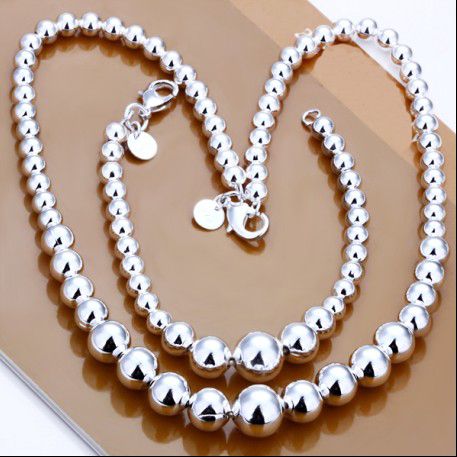 100% nouveau haute qualité 925 perles de charme en argent collier bracelet ensemble de bijoux livraison gratuite 