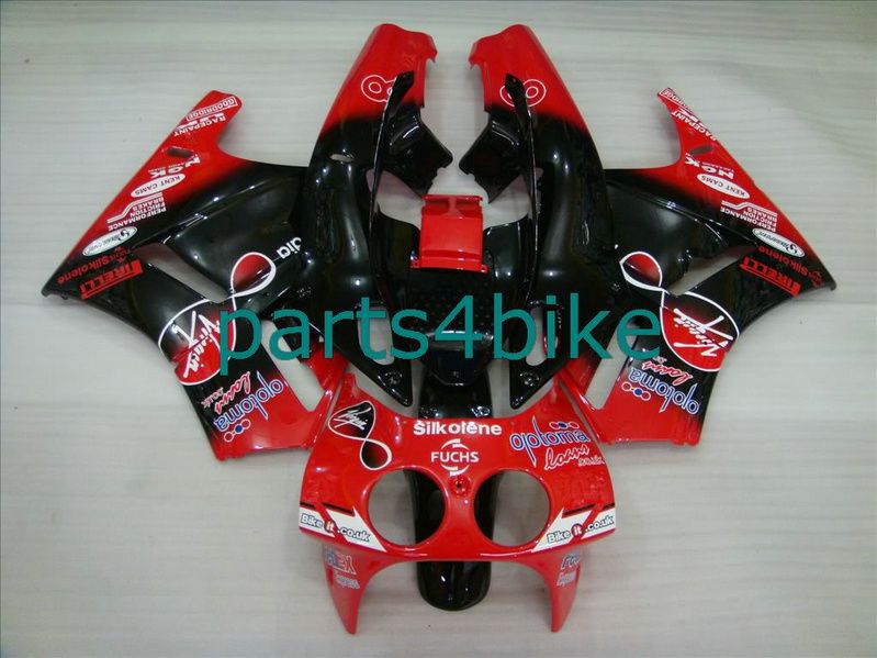 Röd Black Fairing Kit Fit för Honda VFR400 NC30 VFR 400 VFR30 NC 30 1989-1993 RVF 400RR MC30