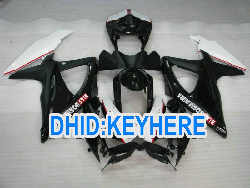 

SNL83 Black white men racing fairing kit for Suzuki 2008 2009 GSXR600 750 K8 GSX R600 R750 08 09, Same as picture
