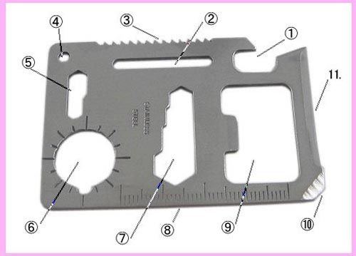 가죽 케이스 + 카드 나이프 긴급 서바이벌 나이프 미니 멀티 도구 스위스 스테인레스 스틸 생존 11 in 1 Card tools