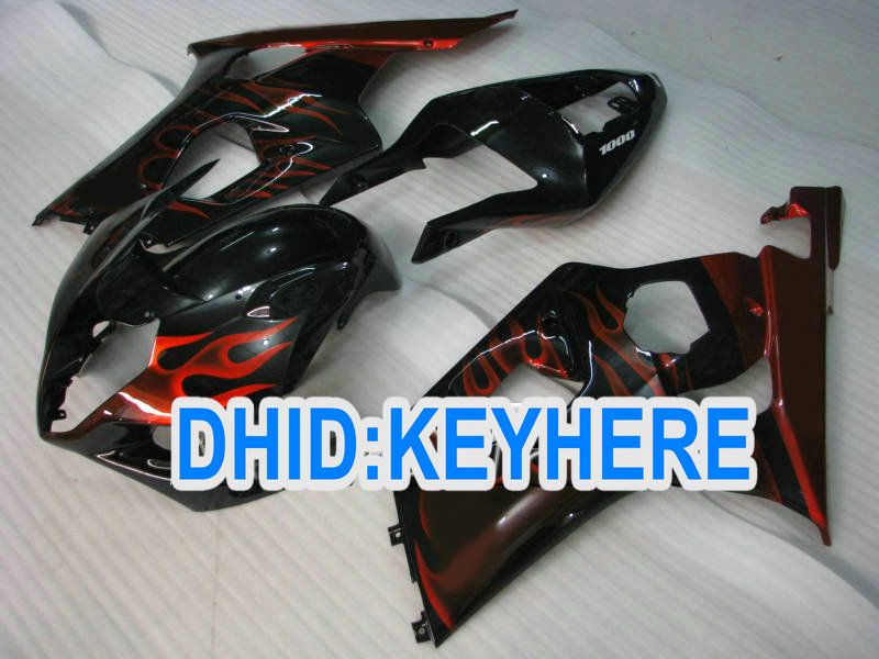 S04 personalizar carenagem de chama vermelha para Suzuki GSX R1000 2003 2004 K3 GSXR1000 03 04 carenagens