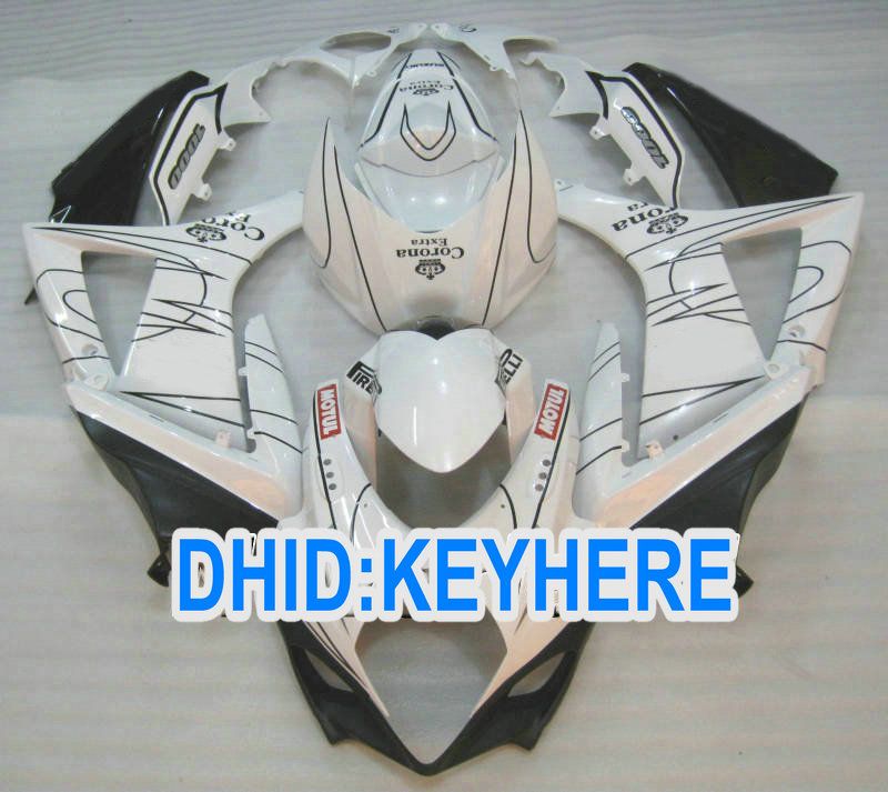 S64 Vit Corona ABS Motorcykel Fairing Kit för Suzuki 2007 2008 GSX R1000 K7 07-08 GSX-R1000 07 08