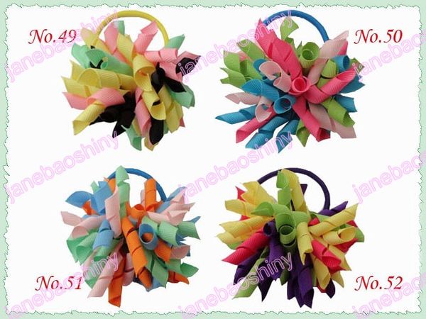 

220pc 3 fa hion korker hair bow pony ela tic mix color girl baby hiar pony holder