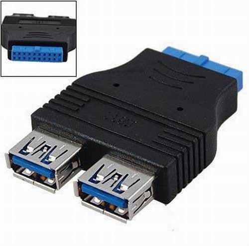 1Pcs Super Speed 2 Ports USB3.0 Female to Motherboard 20 Pin Jack Dual Port USB 3.0 to 20-Pin Connector