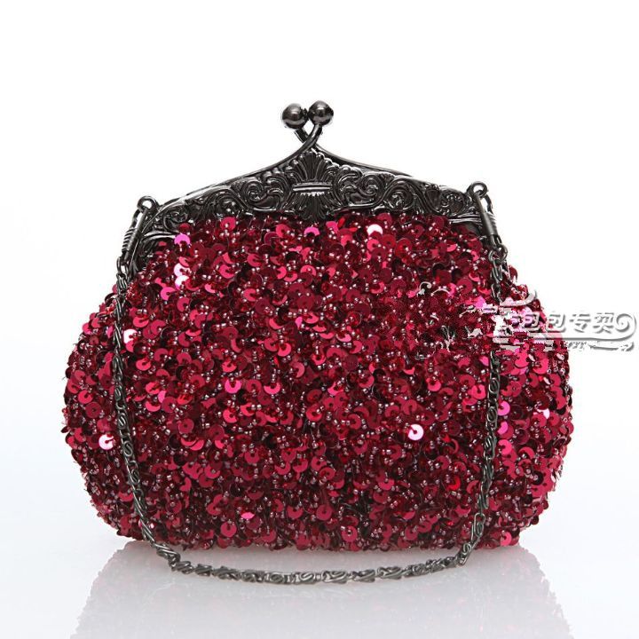 Lady Sequin Clutch Beaded Vintage Party Evening Handväska Bröllop Bröllop Handväska Klassisk Gratis Frakt Shinny Unik 031