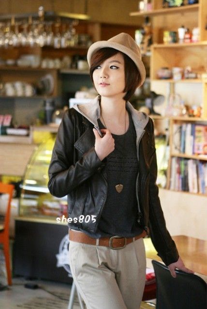 Chaqueta de cuero sintético para mujer abrigo corto con cremallera, Chaqueta de cuero sintético para mujer abrigo corto con cremallera,