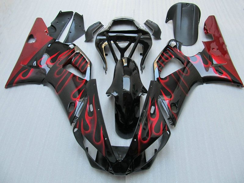 Bezpłatny statek Red Flame Bodywork dla YZF R1 2000 2001 YZFR1 00 01 YZF-R1 Pełny zestaw owiewki +przedniej szyby