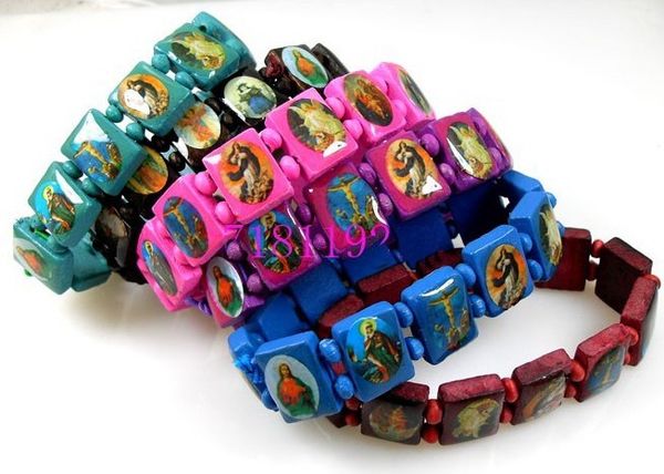 

2015 новое прибытие ! Святых Иисуса Деревянный Христианский Католический Браслет Д