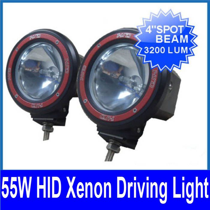 Pair 4quot 55W HID Xenon Driving Light 4WD 4x4 Vehicle OffRoad SUV Flood Beam 916V Internal Ballasts2534581