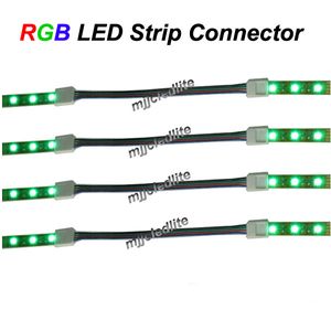 30PCS 4PIN 10MM SMD 5050 RGB LED Strip Light Connector with Wire Without Soldering on Sale