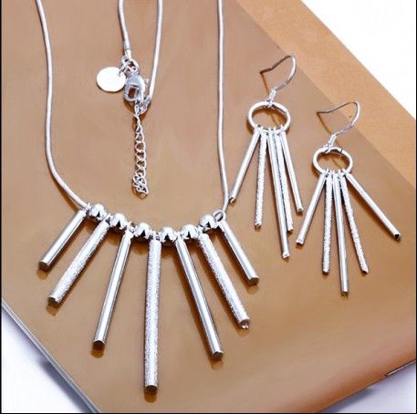 Горячая стерлингового серебра 925 кулон ожерелье серьги комбинация столбцов ювелирные изделия